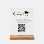 Minimalistisch College Fund QR Code Sign Afstudere Acryl Bord (Voorkant)