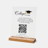 Minimalistisch College Fund QR Code Sign Afstudere Acryl Bord (Hoek)