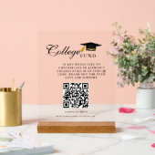 Minimalistisch College Fund QR Code Sign Afstudere Acryl Bord (Huwelijk)
