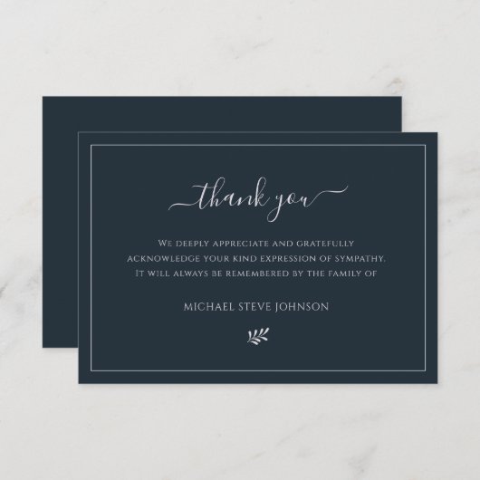 Minimalistisch condoleances Bereavement Sympathie Bedankkaart (Voorkant / Achterkant)