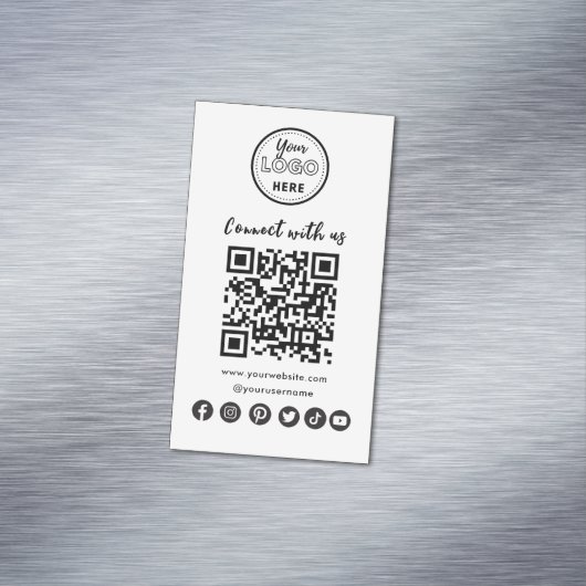 Minimalistisch contact met ons sociale media QR-co Magnetisch Visitekaartje (Voorbeeld)