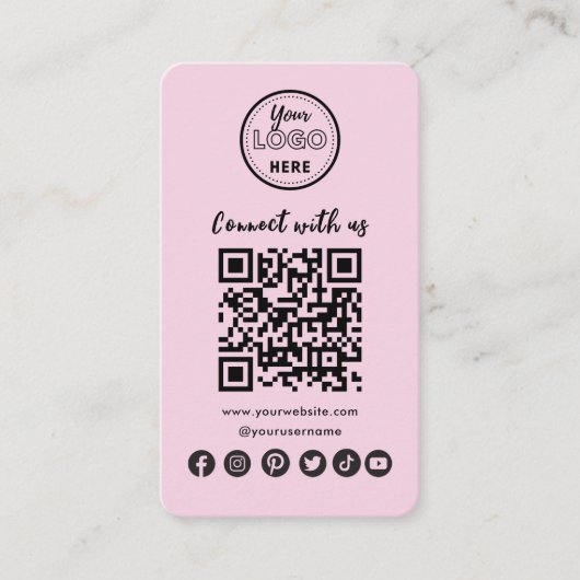 Minimalistisch contact met ons sociale media QR-co Visitekaartje (Voorkant)