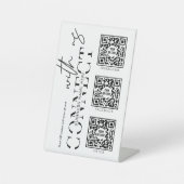 Minimalistisch contact met sociale media 3 QR-code Reclamebord Met Voetstuk (Voorkant)