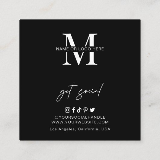 Minimalistisch contact met US QR-code schaalbaar v Vierkante Visitekaartje (Achterkant)