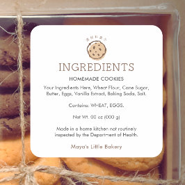 Minimalistisch Cookie Logo Bakkerij Ingredienten P Vierkante Sticker