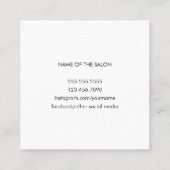 Minimalistisch Cool Zwart Wit Schaar Haar Stylist Vierkante Visitekaartje (Achterkant)