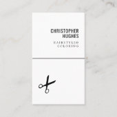 Minimalistisch Cool Zwart Wit Schaar Haar Stylist Visitekaartje (Voorkant)