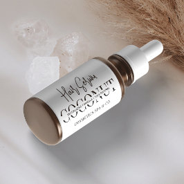 Minimalistisch cosmetisch druppelflesproduct etiket