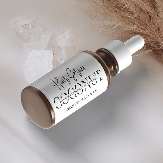 Minimalistisch cosmetisch druppelflesproduct etiket