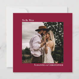 Minimalistisch cranberry Red Chic Square Photo Wed Kaart