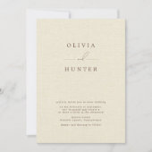 Minimalistisch Cream Faux Linen Wedding Kaart (Voorkant)