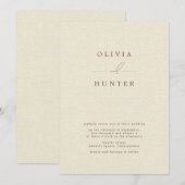 Minimalistisch Cream Faux Linen Wedding Kaart (Voorkant / Achterkant)