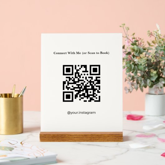 Minimalistisch Cream QR Code Acrylen Bureautelefoo Acryl Bord (Huwelijk)