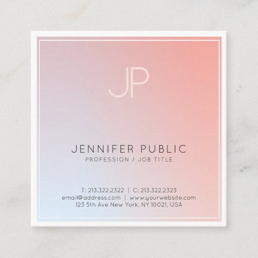 Minimalistisch creatief monogram professioneel ont vierkante visitekaartje (Voorkant)