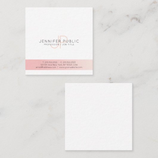 Minimalistisch Creatief Ontwerp Trendy Pink White  Vierkante Visitekaartje (Voorkant / Achterkant)