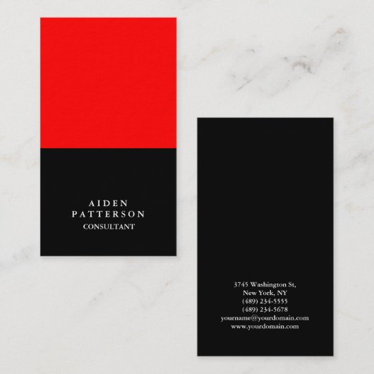 Minimalistisch Creative Black Red Modern Elegant Visitekaartje (Voorkant / Achterkant)