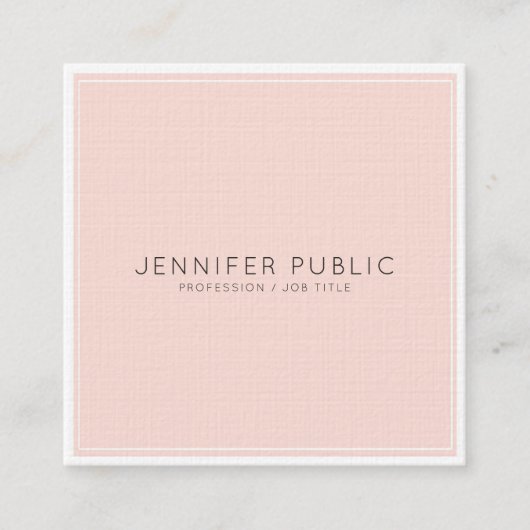 Minimalistisch Creative Monogram Trendy Pink Luxur Vierkante Visitekaartje (Voorkant)