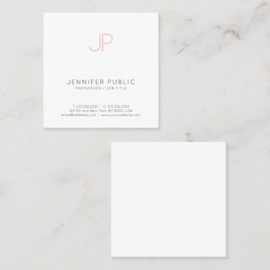 Minimalistisch Creative Professional Design Roze W Vierkante Visitekaartje (Voorkant / Achterkant)