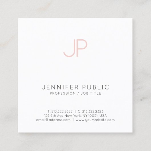Minimalistisch Creative Professional Design Roze W Vierkante Visitekaartje (Voorkant)