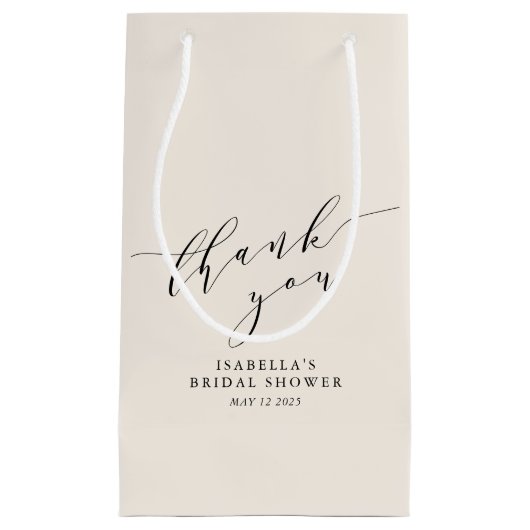 Minimalistisch crème zwart Vrijgezellenfeest dank  Klein Cadeauzakje (Voorkant)