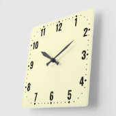 Minimalistisch crèmegezicht met cijfers - frameles vierkante klok (Hoek)