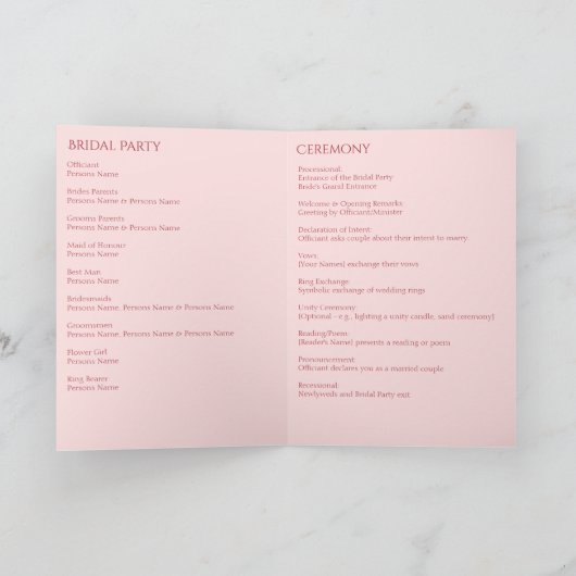 Minimalistisch Crimson Red huwelijksprogramma Programma (Binnen)