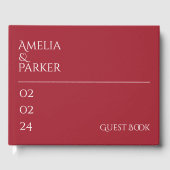 Minimalistisch Crimson Red Wedding Gastenboek (Voorkant)