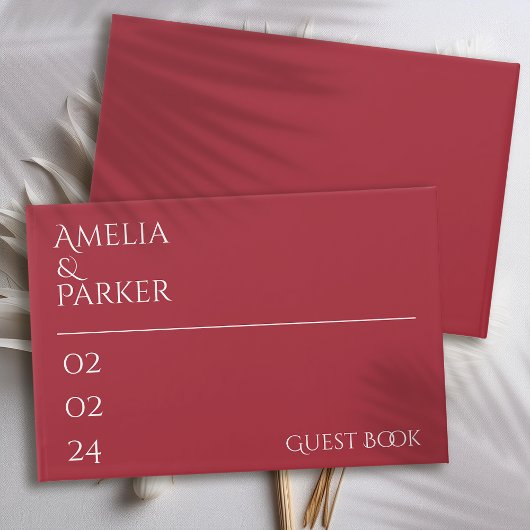 Minimalistisch Crimson Red Wedding Gastenboek