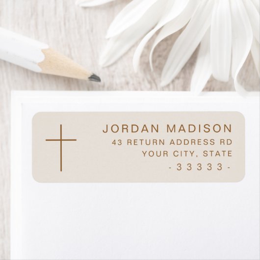 Minimalistisch cross ivory retouradres etiket (Insitu)