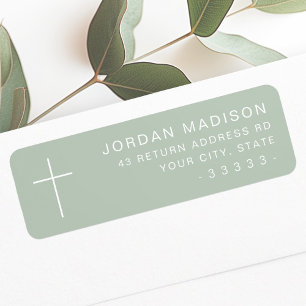 Minimalistisch cross light groen retouradres etiket