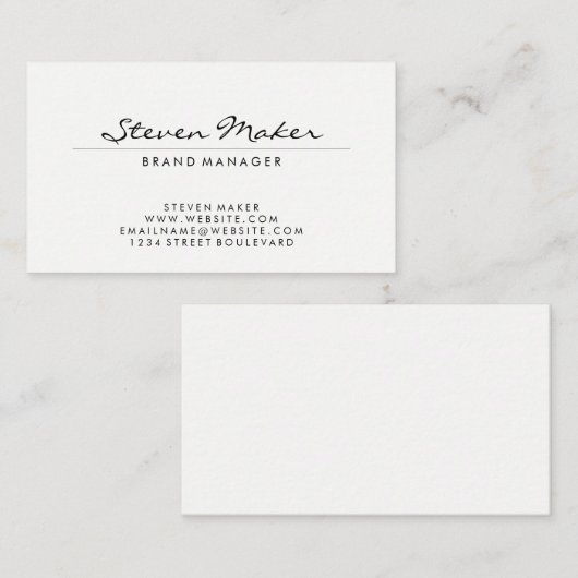 Minimalistisch cursief lettertype visitekaartje (Voorkant / Achterkant)