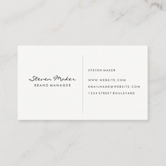 Minimalistisch cursief lettertype visitekaartje (Voorkant)