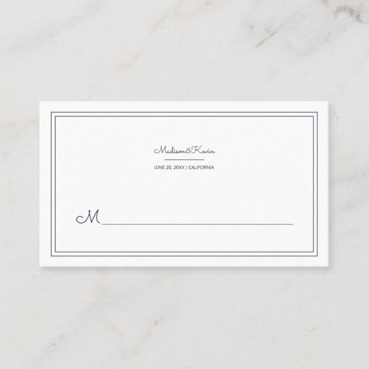 Minimalistisch Cursief Script Wedding Place Card Plaatskaartje (Voorkant)
