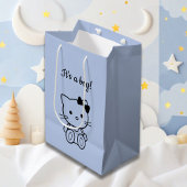 Minimalistisch Cute Blue Kat Medium Cadeauzakje