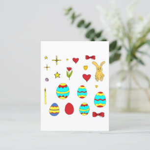 Minimalistisch Cute Happy Easter cartoon Briefkaart