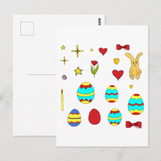 Minimalistisch Cute Happy Easter cartoon Briefkaart (Voorkant / Achterkant)