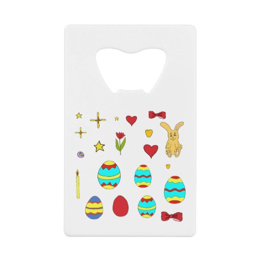 Minimalistisch Cute Happy Easter cartoon Creditkaart Flessenopener (Voorkant)