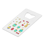 Minimalistisch Cute Happy Easter cartoon Creditkaart Flessenopener (Voorkant Gekanteld)