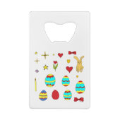 Minimalistisch Cute Happy Easter cartoon Creditkaart Flessenopener (Achterkant)