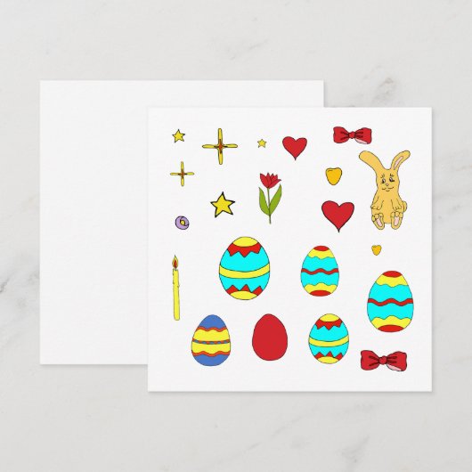 Minimalistisch Cute Happy Easter cartoon Kaart (Voorkant / Achterkant)