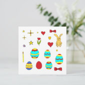 Minimalistisch Cute Happy Easter cartoon Kaart (Staand voorkant)