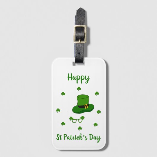 Minimalistisch Cute Happy St Patrick's Day Bagagelabel (Voorkant (verticaal))