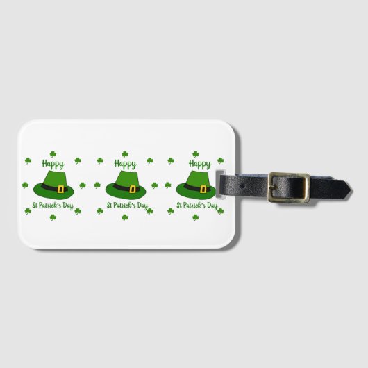 Minimalistisch Cute Happy St Patrick's Day Bagagelabel (Voorkant (horizontaal))