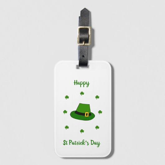 Minimalistisch Cute Happy St Patrick's Day Bagagelabel (Voorkant (verticaal))