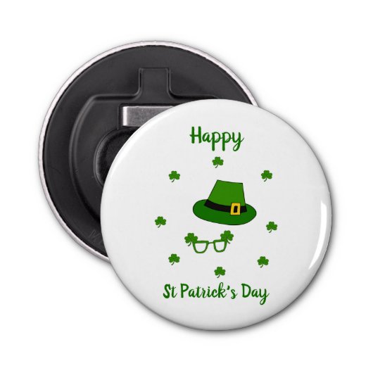 Minimalistisch Cute Happy St Patrick's Day Button Flesopener (Voorkant)