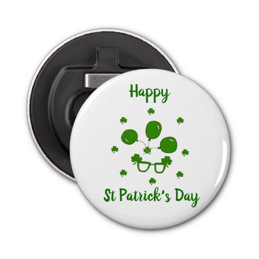 Minimalistisch Cute Happy St Patrick's Day Button Flesopener (Voorkant)