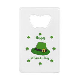 Minimalistisch Cute Happy St Patrick's Day Creditkaart Flessenopener