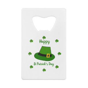 Minimalistisch Cute Happy St Patrick's Day Creditkaart Flessenopener
