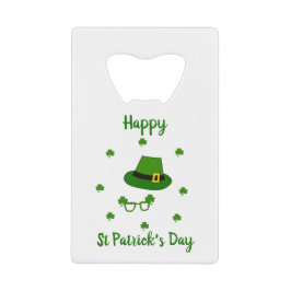 Minimalistisch Cute Happy St Patrick's Day Creditkaart Flessenopener
