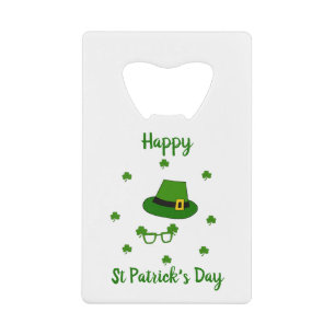 Minimalistisch Cute Happy St Patrick's Day Creditkaart Flessenopener